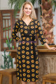 kadın siyah renk ve çiçek desenli lady 7000 elbise, gecelik, 8509990007874, lady pijama takımı, Lady