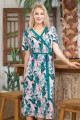 kadın yeşil- beyaz renk ve çiçek desenli lady 7003 elbise, gecelik, 8509990007911, lady pijama takımı, Lady