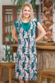Kadın Koyu Yeşil Renk ve Çiçek Desenli Lady 7004 Elbise, Gecelik