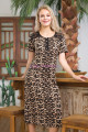 kadın siyah renk ve leopar desenli lady 7007 elbise, gecelik, lady-7007, lady pijama takımı, Lady