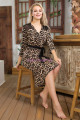 kadın siyah renk ve leopar desenli lady 7017 elbise, gecelik, lady-7017, lady pijama takımı, Lady