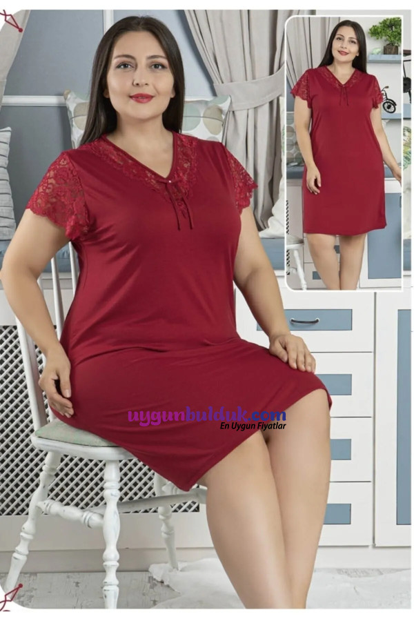 jenika 42593 bordo renk büyük beden tunik - battal boy gecelik, jenika-42593, büyük beden battal tunik - gecelik, Jenika