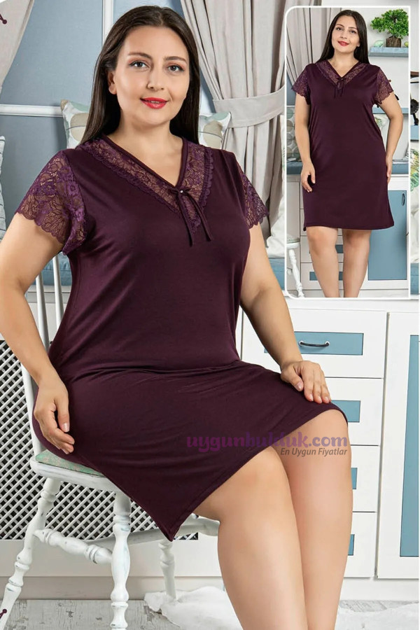 battal boy tunik  - jenika 42601 mürdüm renk büyük beden gecelik, jenika42601, büyük beden battal tunik - gecelik, Jenika