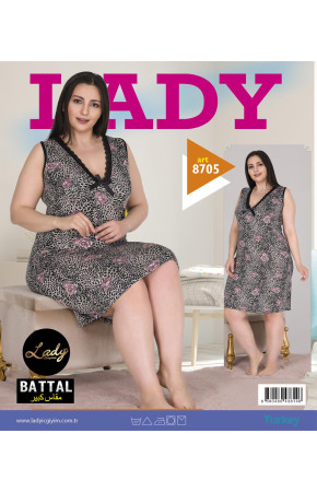 Lady 8703 Battal Büyük Beden Tunik Gecelik -  2XL - 3XL - 4XL Bedenler