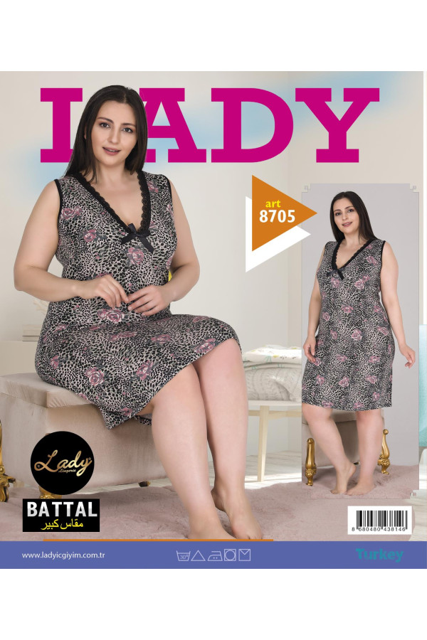 lady 8703 battal büyük beden tunik gecelik -  2xl - 3xl - 4xl bedenler, lady-8705, lady pijama takımı, Lady