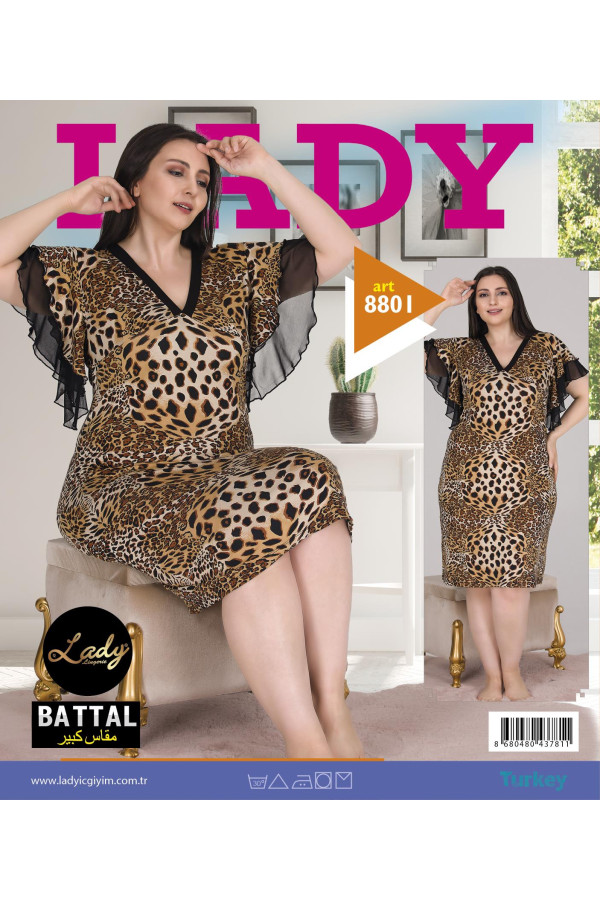 lady 8711 battal büyük beden tunik gecelik -  2xl - 3xl - 4xl bedenler, lady-8801, lady pijama takımı