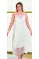 beyaz renkli ve dantel detaylı lady 16121, büyük beden uzun saten gecelik elbise, qs-lady-16121-2xl, lady pijama takımı, Lady