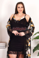 siyah renk çiçek desenli lady 19202 kadın büyük beden sabahlıklı gecelik takım, lady-19202-2xl, lady pijama takımı, Lady