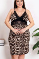 siyah renk leopar desenli lady 19204 kadın büyük beden sabahlıklı gecelik takım, 8509990026547, lady pijama takımı, Lady
