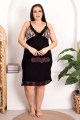 siyah renkli ve zebra desenli lady 19218 kadın büyük beden sabahlıklı gecelik takım, 8509990014803, lady pijama takımı, Lady