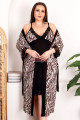 siyah renkli ve zebra desenli lady 19218 kadın büyük beden sabahlıklı gecelik takım, 8509990014803, lady pijama takımı, Lady