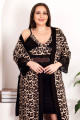 siyah renk leopar desenli lady 19219 kadın büyük beden sabahlıklı gecelik takım, 8509990006228, lady pijama takımı, Lady