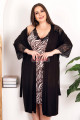 siyah renkli ve zebra desenli lady 19221 kadın büyük beden sabahlıklı 2li gecelik takım, 8509990014865, lady pijama takımı, Lady