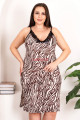 siyah renkli ve zebra desenli lady 19221 kadın büyük beden sabahlıklı 2li gecelik takım, 8509990014865, lady pijama takımı, Lady