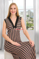 somon renk ve çizgi desenli lady 7030 kadın gecelik, ekstra uzun elbise, 8509990007850, lady pijama takımı, Lady