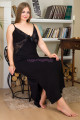 siyah renk askılı kol dantel detaylı, lady 7212 battal büyük beden anne gecelik, anne uzun elbise, 8509990007881, lady pijama takımı, Lady