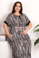 siyah beyaz renk çizgili desen kısa kol düğmeli yuvarlak yaka, lady 7256 battal büyük beden anne gecelik, anne uzun elbise, 8509990007652, lady pijama takımı, Lady
