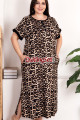 siyah renk leopar desenli kısa kol, lady 7263 battal büyük beden anne gecelik, anne uzun elbise, 8509990024215, lady pijama takımı, Lady