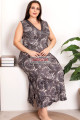 antrasit gri renk şal desenli kolsuz, v yaka, lady 7265 battal büyük beden anne gecelik, anne uzun elbise, 8509990007683, lady pijama takımı, Lady