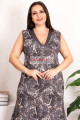 antrasit gri renk şal desenli kolsuz, v yaka, lady 7265 battal büyük beden anne gecelik, anne uzun elbise, 8509990007683, lady pijama takımı, Lady