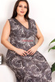 antrasit gri renk şal desenli kolsuz, v yaka, lady 7265 battal büyük beden anne gecelik, anne uzun elbise, 8509990007683, lady pijama takımı, Lady