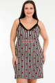kahverengi renk ve çizgili desen kadın askılı kol büyük beden anne tunik gecelik - 8717, 8509990001803, lady pijama takımı, Lady
