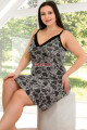 gri renk ve çiçekli desen kadın askılı kol büyük beden anne tunik gecelik - 8719, 8509990001834, lady pijama takımı, Lady