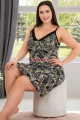 gri renk ve çizgili desen kadın askılı kol büyük beden anne tunik gecelik - 8720, 8509990001865, lady pijama takımı, Lady