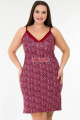 bordo renk ve çiçek desenli kadın askılı kol büyük beden anne tunik gecelik - 8731, 8509990001988, lady pijama takımı, Lady