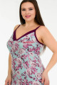 mavi renk ve bordo çiçek desenli kadın askılı kol büyük beden anne tunik gecelik - 8732, 8509990002015, lady pijama takımı, Lady