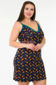 siyah renk ve meyve desenli kadın askılı kol büyük beden anne tunik gecelik - 8734, 8509990002046, lady pijama takımı, Lady