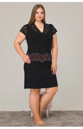 Siyah Renk Lady 8890 Büyük Beden Anne Tunik Gecelik, Büyük Beden Tunik Modelleri