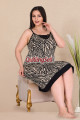 siyah renk ve zebra desenli kadın askılı kol büyük beden anne tunik gecelik - 8509, 8509990021733, lady pijama takımı, Lady