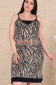 siyah renk ve zebra desenli kadın askılı kol büyük beden anne tunik gecelik - 8509, 8509990021733, lady pijama takımı, Lady