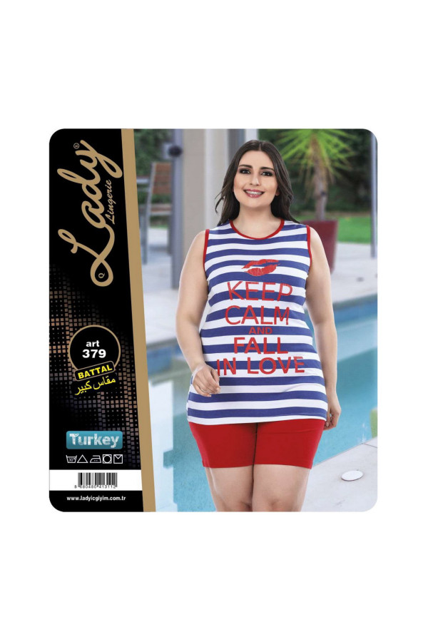 lady art 376 büyük beden battal boy şortlu pijama takım - bedenler 2xl - 3xl - 4xl, ladybttlsrtl379, büyük beden şortlu pijama takımı, Lady
