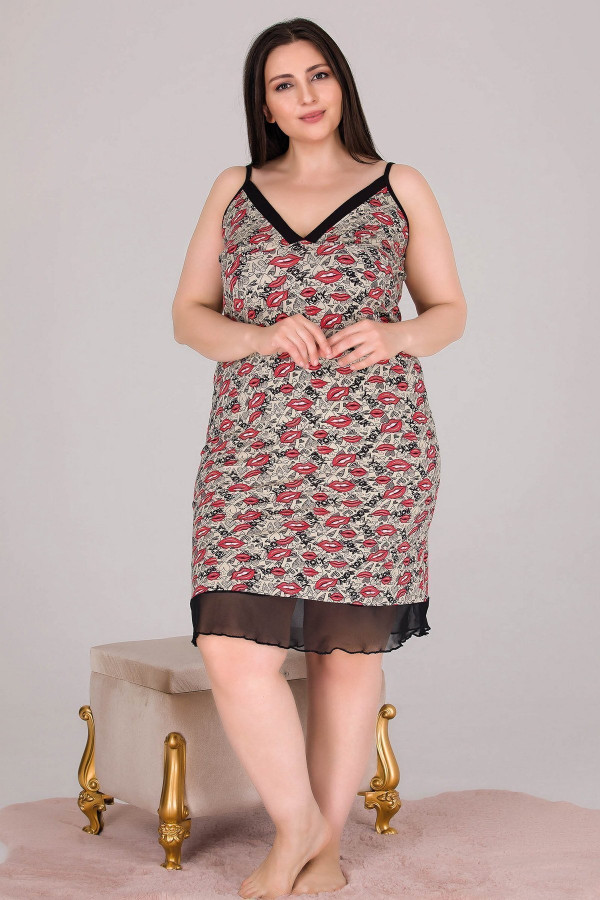 lady 8507  battal büyük beden tunik gecelik -  2xl - 3xl - 4xl bedenler, ladybttltnkgclk8507, lady pijama takımı, Lady