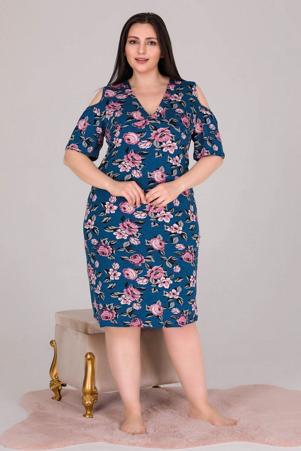lady 8807 battal büyük beden tunik gecelik -  2xl - 3xl - 4xl bedenler, ladybttltnkgclk8807, lady pijama takımı, Lady