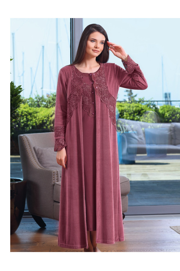 tuba 9482 gecelik - sabahlık takım, tuba-9482, tuba pijama takımı, Mecit