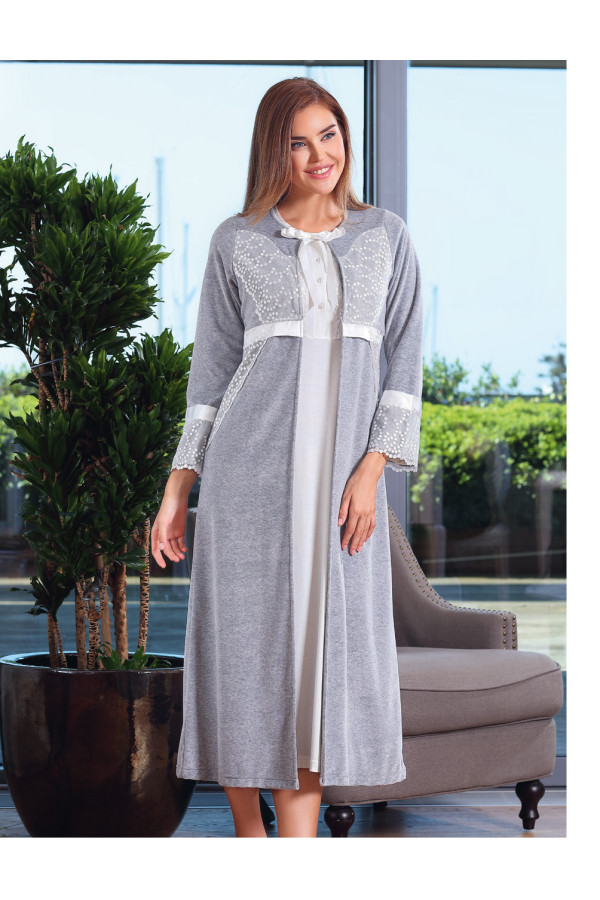 tuba 9484 gecelik - sabahlık takım, tuba-9484, tuba pijama takımı, Tuba