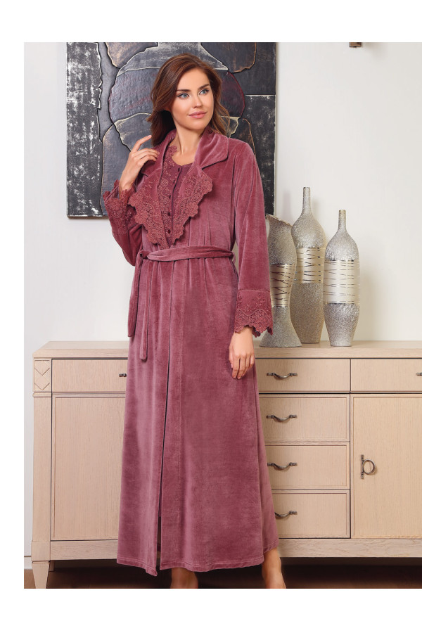 tuba 9485 gecelik - sabahlık takım, tuba-9485, tuba pijama takımı, Tuba