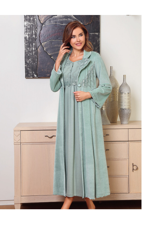 tuba 9486 gecelik - sabahlık takım, tuba-9486, tuba pijama takımı, Tuba