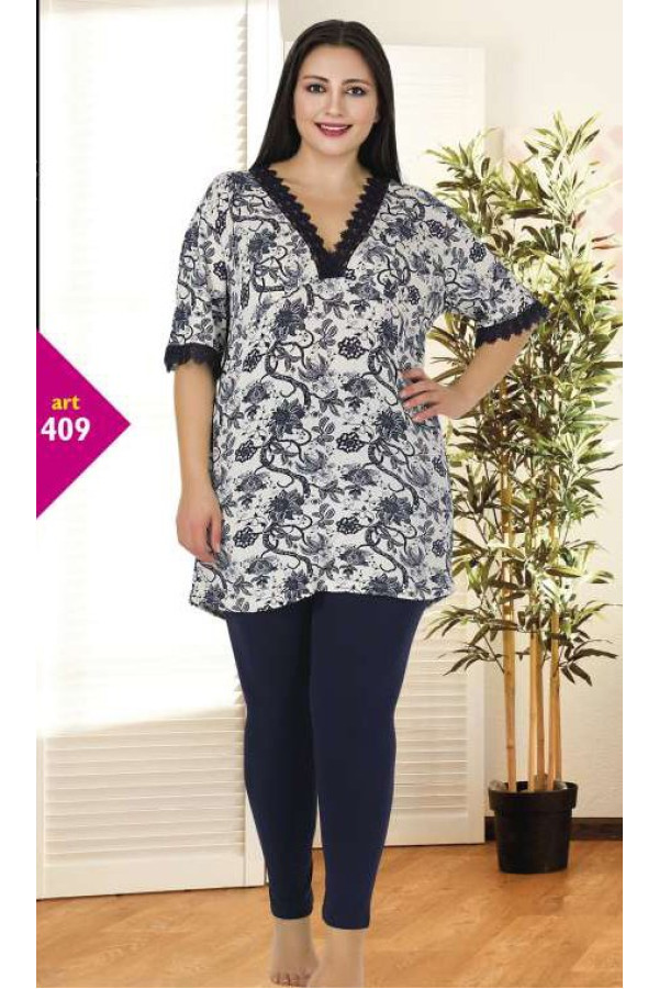 lady pijama battal beden kısa kol pijama takımı - art 403, lady-art-409, bayan pijama takımı, Azaliya