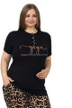siyah renk leopar desenli düğmeli yaka lady 10850 battal boy büyük beden kısa kol pijama takımı, qs--lady-10850-2xl, büyük beden (battal boy) pijama takımları, Lady