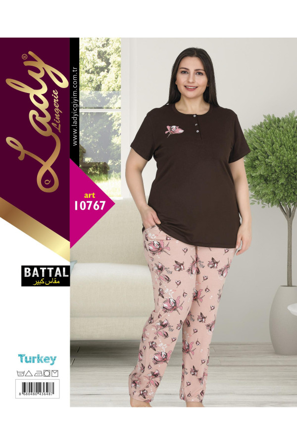 lady 10762 battal boy büyük beden kısa kol pijama takımı, ladybttlpjm10767, büyük beden (battal boy) pijama takımları