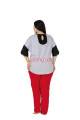 kırmızı ve gri renkli lady 10818 battal boy büyük beden kısa kol anne pijama takımı, lady-10818-2xl, büyük beden (battal boy) pijama takımları, Lady