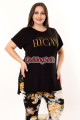 siyah renk ve çiçek desenli yuvarlak yaka lady 10948 battal büyük beden kısa kol anne pijama takımı, 8509990020453, büyük beden (battal boy) pijama takımları, Lady
