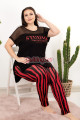siyah renk ve zebra desenli lastikli paça lady 10957 battal büyük beden kısa kol anne pijama takımı, 8509990023119, büyük beden (battal boy) pijama takımları, Lady