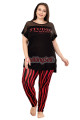 siyah renk ve zebra desenli lastikli paça lady 10957 battal büyük beden kısa kol anne pijama takımı, 8509990023119, büyük beden (battal boy) pijama takımları, Lady