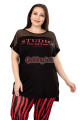 siyah renk ve zebra desenli lastikli paça lady 10957 battal büyük beden kısa kol anne pijama takımı, 8509990023119, büyük beden (battal boy) pijama takımları, Lady