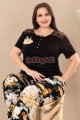 siyah renk ve çiçek desenli lady 10972 battal büyük beden kısa kol anne pijama takımı, qs-lady10972-2xl, büyük beden (battal boy) pijama takımları, Lady